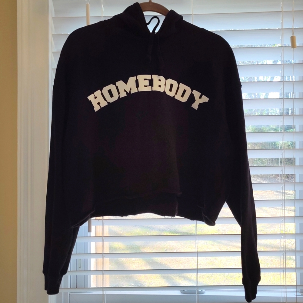 Fashion Nova Crop Hoodie 'HOMEBODY' Size Large
